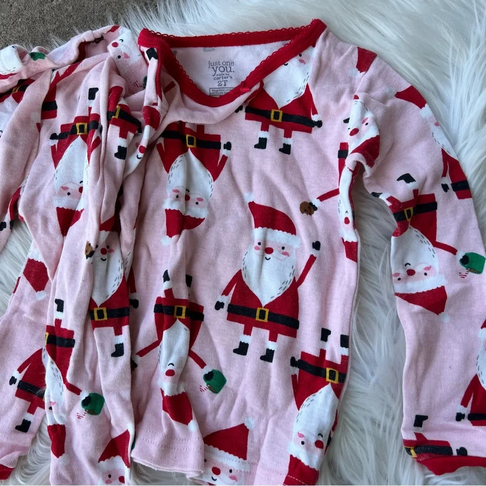 Carter’s Pink and Red Santa Patterned 2 Piece Pajama Set
